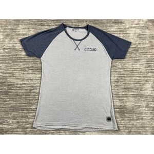 Buffalo Outdoors T-Shirt Mens 2XL Gray Navy Raglan Graphic Workwear Logo Tee